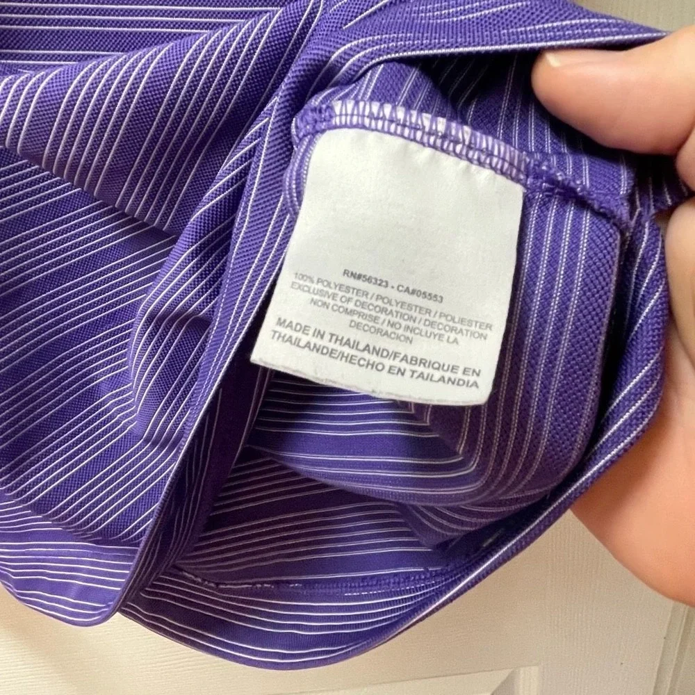 NikeGolf Men's Dri Fit Polo Size L Purple/White Stripe‎ Short Sleeve